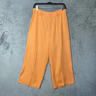 Pantalones de viaje minimalistas vintage de lino pierna ancha tiro alto naranja grandes Lagom Foto 1 de 4