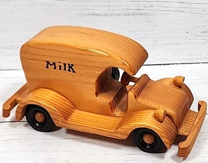 Handcrafted Wooden Milk Delivery Truck- Unbranded 6.5" x 3.5" - Picture 1 of 13