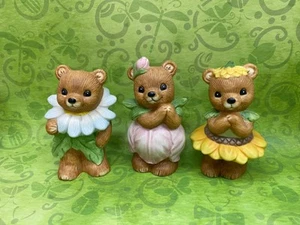 3 Vintage Homco Porcelain Garden Flower Bears 🐻🌼🐻🌸🐻AdoRaBle - Picture 1 of 3