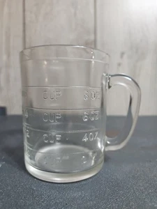 HAZEL ATLAS 1 Taza VASO MEDIDOR SECO Ingrediente Vidrio con Letras Elevadas, De Colección - Imagen 1 de 9