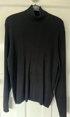LOVELY MARKS & SPENCER BLACK RIBBED LONG SLEEVED POLO NECK SWEATER -SIZE 20 -NEW - Image 1 of 2