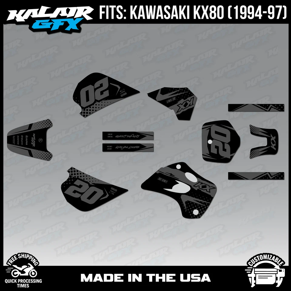 Kit de gráficos para lança KAWASAKI KX80 KX 80 (1994-1997) - FUMAÇA - Imagem 1 de 4