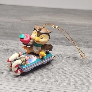 1996 Lustre Fame Christmas Ornament Owl Teacher Pencil Sled - Picture 1 of 3