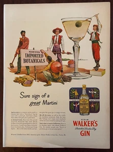 Pubblicità stampa d'epoca 1948 HIRAM WALKER'S Gin Martini importata botaniche - Foto 1 di 1