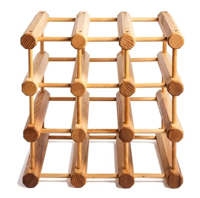 Wood Stackable Modular Wine Rack Storage Holder with Natural Pins 12 Bottle Ash - Image 1 of 4