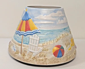 Yankee Candle Strandschirm Segelboote Sand großes Glas nur Schirm Topper - Bild 1 von 8