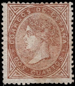1867.MNG.Ed:(*)87.Isabel II.2 cuartos castaño - Imagen 1 de 2