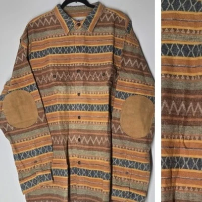 The Territory Ahead Southwestern Button Shirt Elbow Patch Aztec Western Size XXL - Image 1 of 4