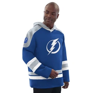 Men's Starter Blue/Gray Tampa Bay Lightning Hockey Pullover Hoodie - Picture 1 of 3