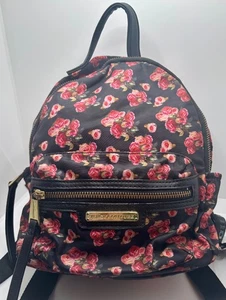 Juicy Couture Black Floral Roses Allover Mini Backpack Lightweight Nylon - Picture 1 of 13