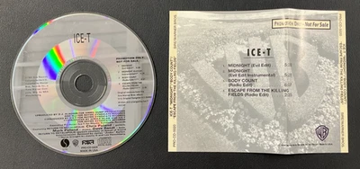 1991 Ice-T: "Midnight/Body Count/Etc." Single PROMO CD w/Front Insert Sire VTG! Foto 1 de 4