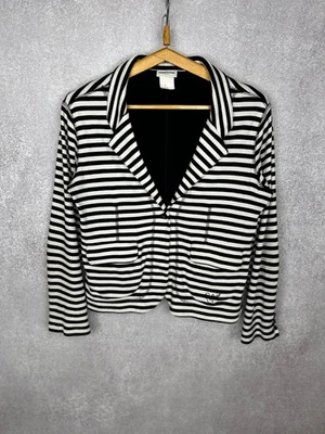Sonia Rykiel Paris Women’s Striped Blazer Size L Stretchy Knit - Image 1 of 4