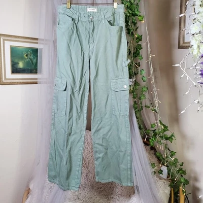 Jeans Y2K Denim Pimkie Pierna Ancha 30" Cintura Caqui Verde Carga Años 90 De Colección Y2k  Foto 1 de 4