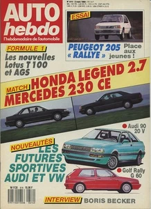 AUTO HEBDO n°614 du 2 Mars 1988 205 RALLYE HONDA LEGEND MERCEDES 280CE - Imagen 1 de 1