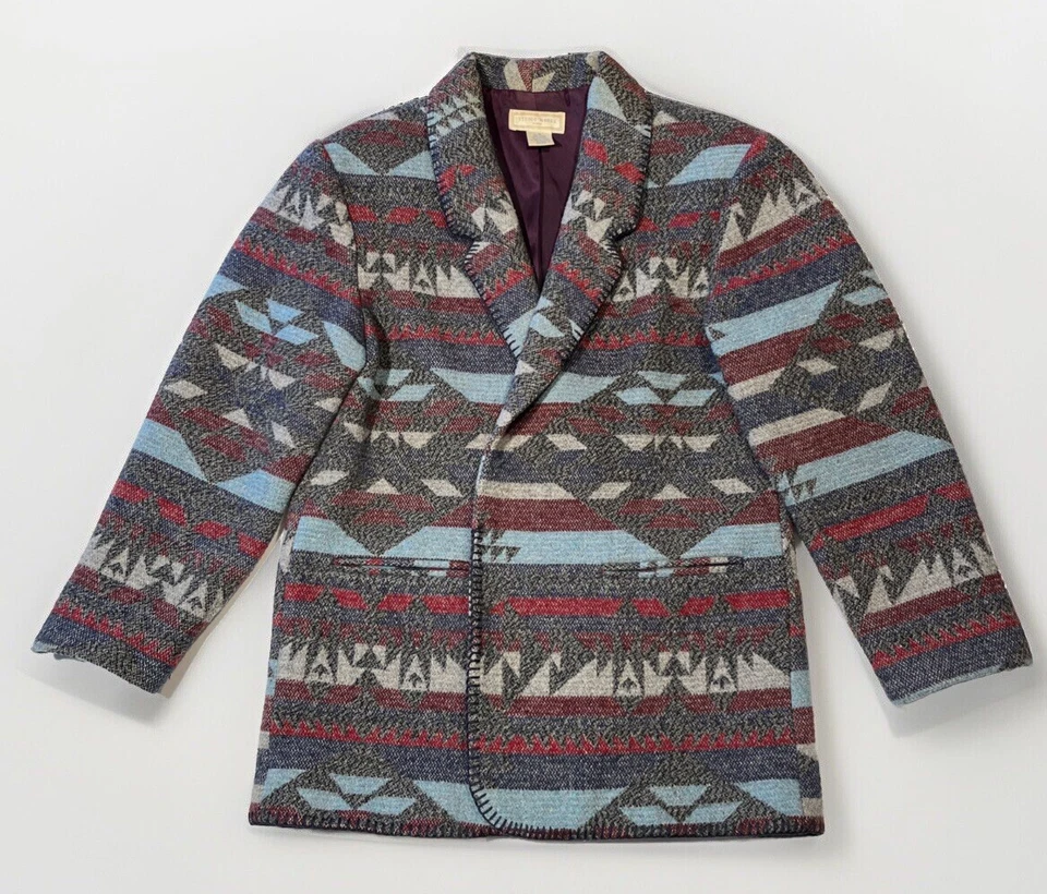 VTG Women Southwest Jacket Aztec Navajo Tapestry Blanket Blazer Tribal MEDIUM - Image 1 of 4
