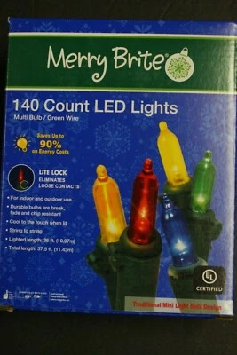 MERRY BRITE 140 ct. multi COLOR LED STRING MINI LIGHTS INDOOR OUTDOOR 37.5' lot - Image 1 of 4