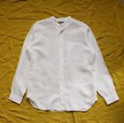 Men’s Margaret Howell Mainline Collarless Shirt - Plain Linen - White - Size M