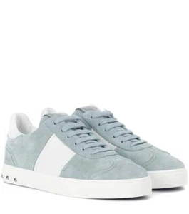 NEW VALENTINO Garavani Fly Crew Suede Light Blue Rockstud Sneakers (Size 40) - Picture 1 of 12