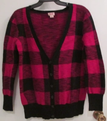 Mossimo Supply Co Red Buffalo Plaid Knit Cardigan Button-Up Sweater Size L - Image 1 of 4