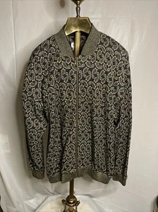 Vintage Neiman Marcus Black With gold Paisley Zip Up Women’s Jacket Medium - Picture 1 of 11