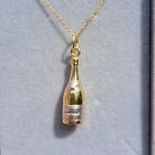9ct Two Tone Gold Champagne Bottle Charm / Pendant, Option to Add Necklace Chain