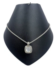 David Yurman Albion Moonstone Diamond Pendant Necklace Sterling Silver - Picture 1 of 8