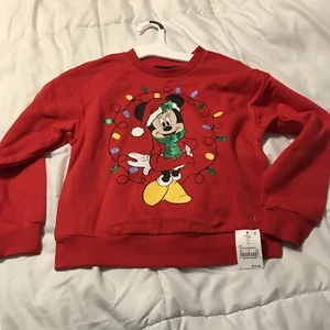 Disney Girl's Size M Minnie Mouse Red Holiday Long Sleeve Sweatshirt NWT - Picture 1 of 7