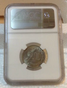 MALAYSIA  20sen coin 1968 Parliament series NGC MS 66 Cert. No. 4976787-056 - Picture 1 of 4