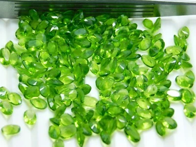 Natürliche 50 Stck. Peridot unbehandelt 5,9 x 3,8 x 2,5 mm Oval Facettiertsch... - Bild 1 von 4