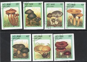 Thematic stamps VIETNAM 1987 FUNGI 1156/62 IMPERFORATE 7v used - Picture 1 of 1
