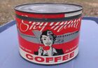 VTG PROPELLER AIRLINER STEWARDESS GRAPHICS SKY MAID TIN COFFEE CAN NICE