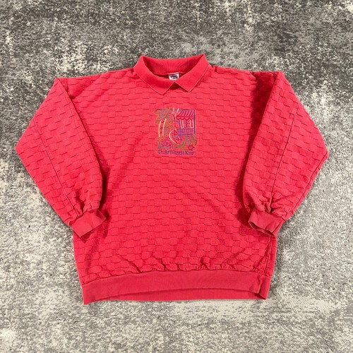 VETEMENTS Felpa vintage Florida con colletto uomo XL rossa testurizzata St Armands Key camicie pazze