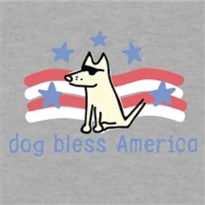 Teddy The Dog Classic T "Dog Bless America" in Grey choose your size M or L - Picture 1 of 2