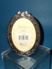 Hairloom Oval Ornate Metal  w/Crystal's Picture Frame 2.5"×3.5" Photo