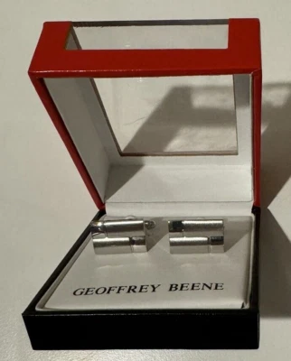 Men's Geoffrey Beene Silver Tone Cufflinks New in Original Box Macys - Image 1 of 4