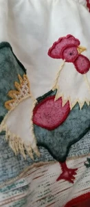 Country Farmhouse Style Chicken/Rooster Valence Curtain Set of 3 Embroidered - Afbeelding 1 van 8