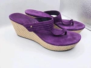 Sandalias de cuña UGG Zamora de cuero púrpura talla 10 para mujer - Imagen 1 de 9