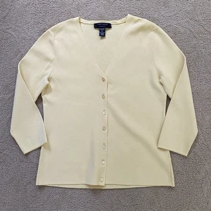 Cable Gauge Petites Women’s Cardigan Sweater Size PS Butter Yellow V-Neck Dainty - Picture 1 of 5