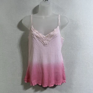 Vintage Y2K Trägertop XL rosa ombre Spitze Pailletten Boho Chic Fee Festival V-Ausschnitt - Bild 1 von 9