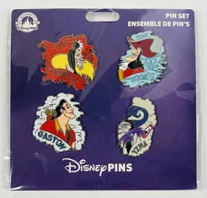 Disney Villians Cruella Gancho Gastón Yzma Parques Disney 4 Pin Booster Set Nuevo - Imagen 1 de 1