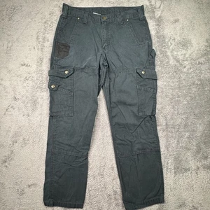 Carhartt Ripstop Double Knee Cargo Pants Mens 32x30 Black Canvas Workwear - Picture 1 of 6