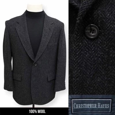 CHRISTOPHER HAYES VINTAGE TWEED mens charcoal gray sport coat jacket blazer 44 R - Image 1 of 4