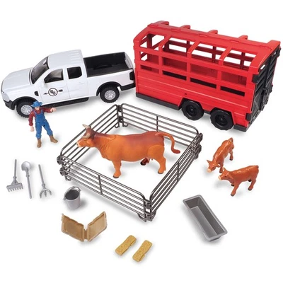 Big Country Toys: Truck & Cat Trailer Adventure - 18 件农场玩具玩具套装,3+ — 第 1/4 张图片