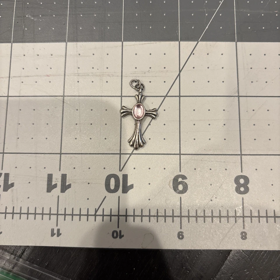 Dije Cruz Plata Con Dije Rosa Foto 1 de 2