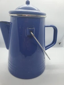 Vintage Blue White Speckled Enamel Ware Coffee Pot - Picture 1 of 11