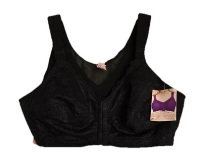 NEW Comfort Choice Posture Support Bra Black Lace Front Closure 46D 27-1105-9 - Imagem 1 de 4
