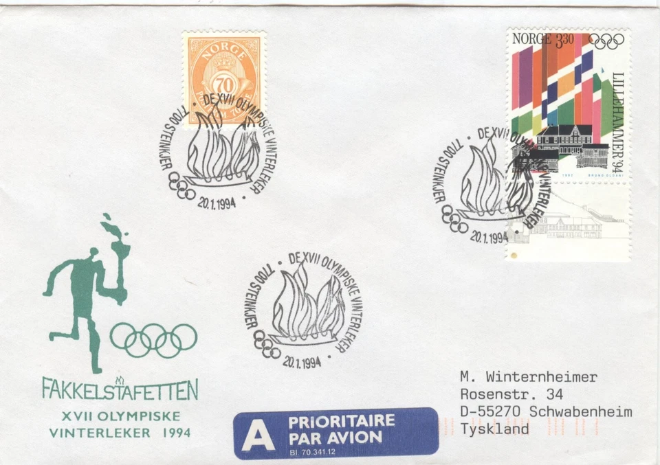 Norway Olympic Games Lillehammer 1994 Torchrelay Steinkjer 20.1.1994 - Image 1 of 1