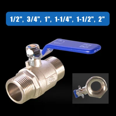 Brass Ball Valve 1/2"-2" Female Male Thread Shut-Off Valve High Flow Full Port - Image 1 of 4