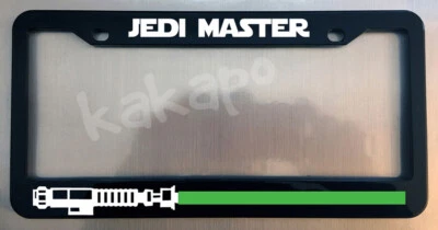 Sable de luz verde JEDI MASTER Luke Yoda marco de matrícula negro brillante Foto 1 de 3