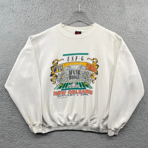 Vintage 1994 Sugar Bowl Sweatshirt Mens XL White Florida Gators vs WVU Football Cover